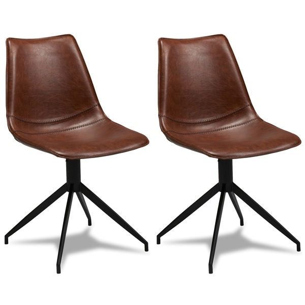 2er Set Esszimmerstühle - Drehbar - Cognac Braun