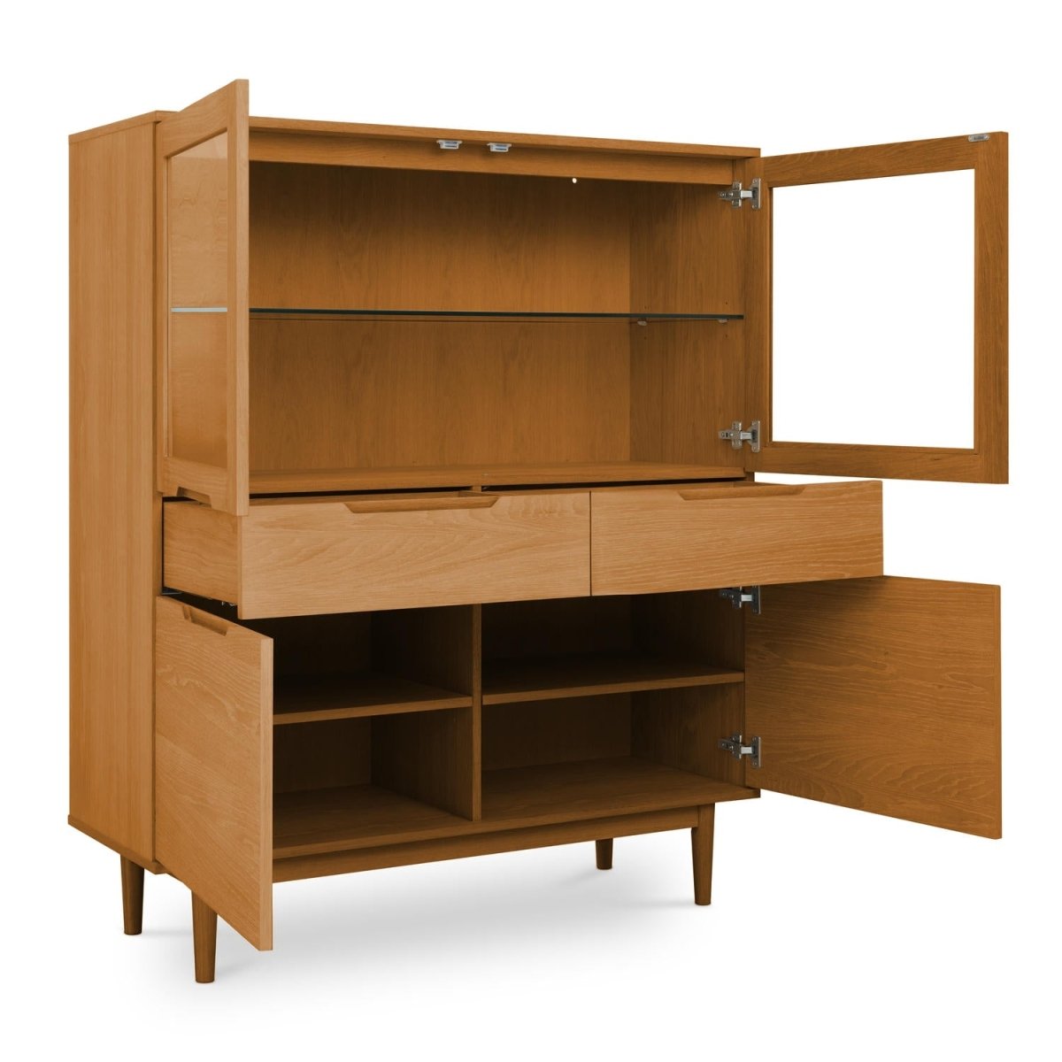 Highboard mit LED-Beleuchtung - 124 cm breit - Wildeiche