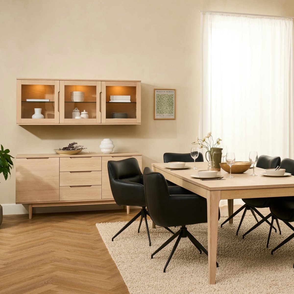 Sideboard mit 2 Türen - 160 cm breit - Eiche bianco