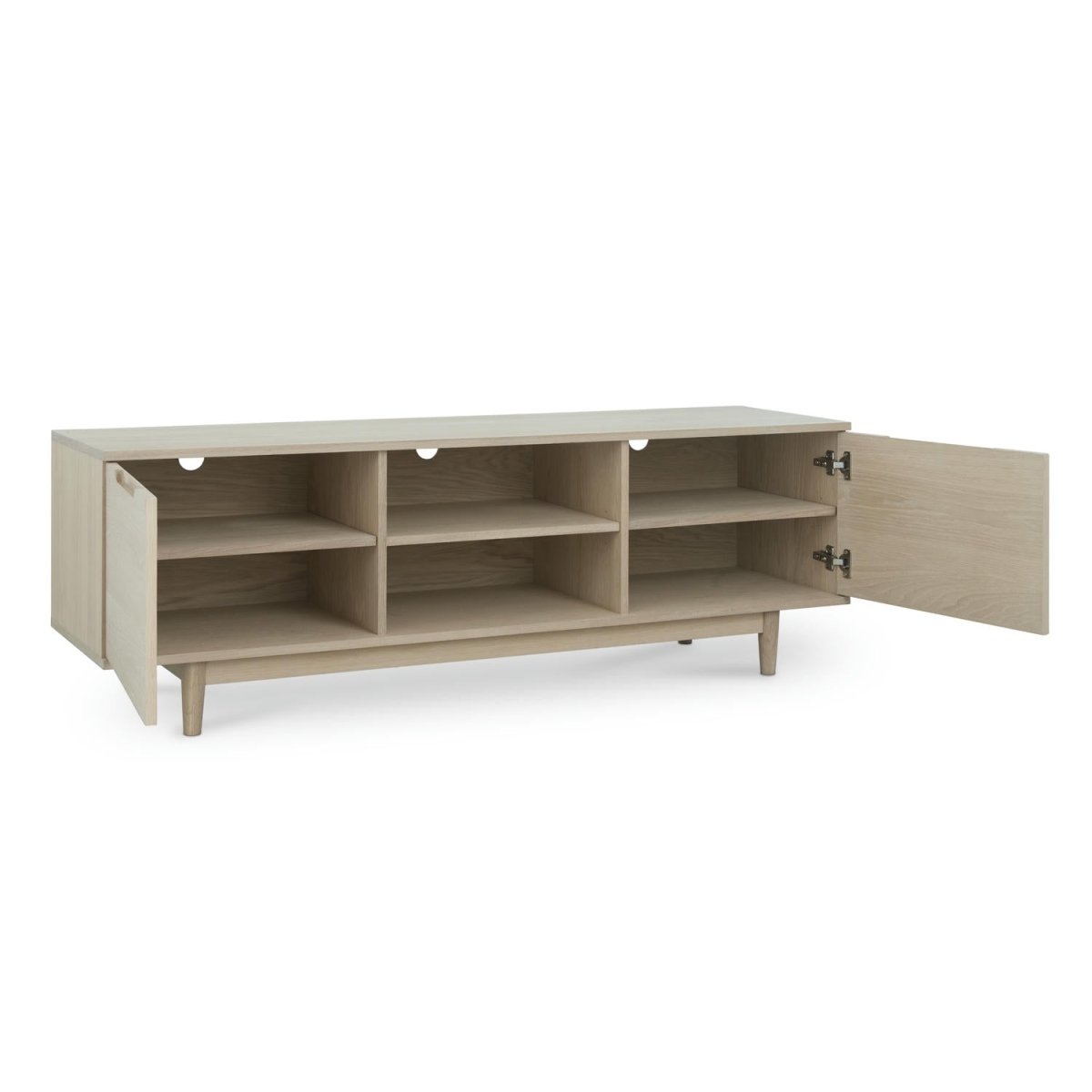 TV-Tisch mit 2 Türen - 160 cm breit - Eiche bianco