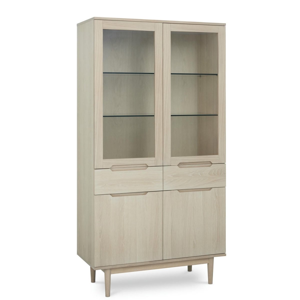 Vitrine mit LED-Beleuchtung - 100 cm breit - Eiche bianco