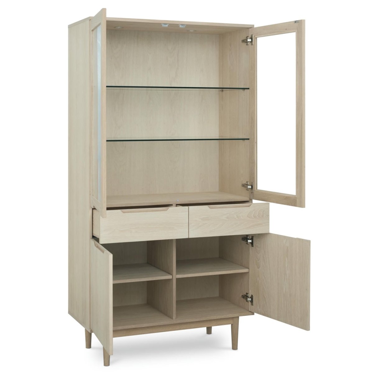 Vitrine mit LED-Beleuchtung - 100 cm breit - Eiche bianco