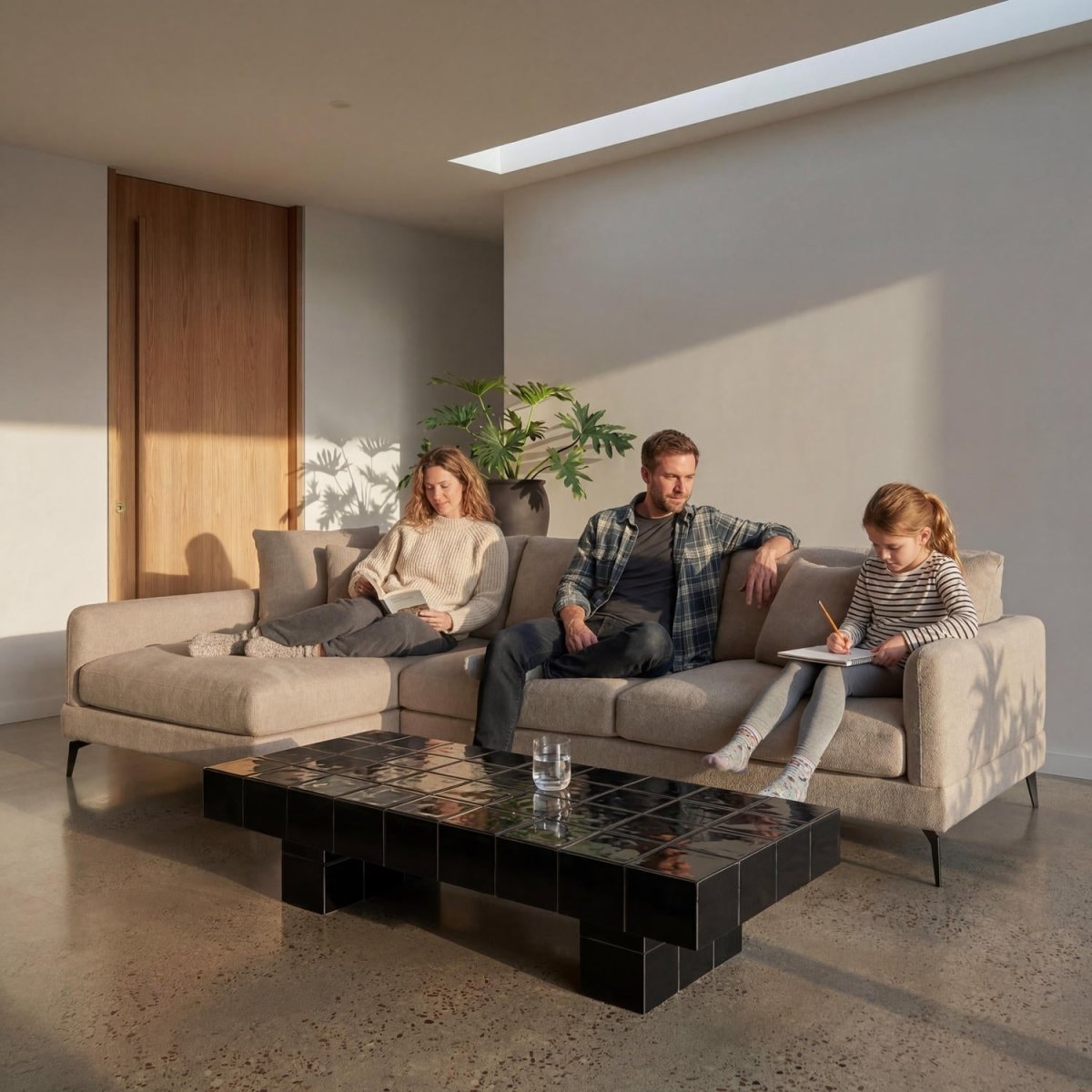 L-Form Ecksofa Links - Stoffbezug Beige