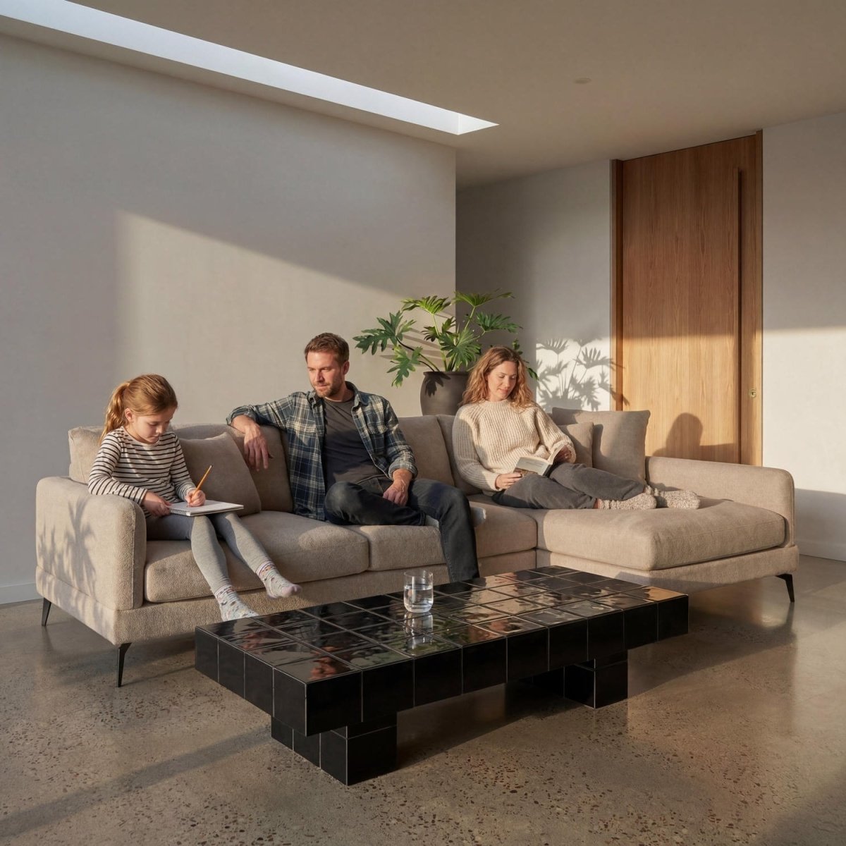 L-Form Ecksofa Rechts - Stoffbezug Beige