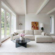 L-Form Ecksofa Rechts - Stoffbezug Creme
