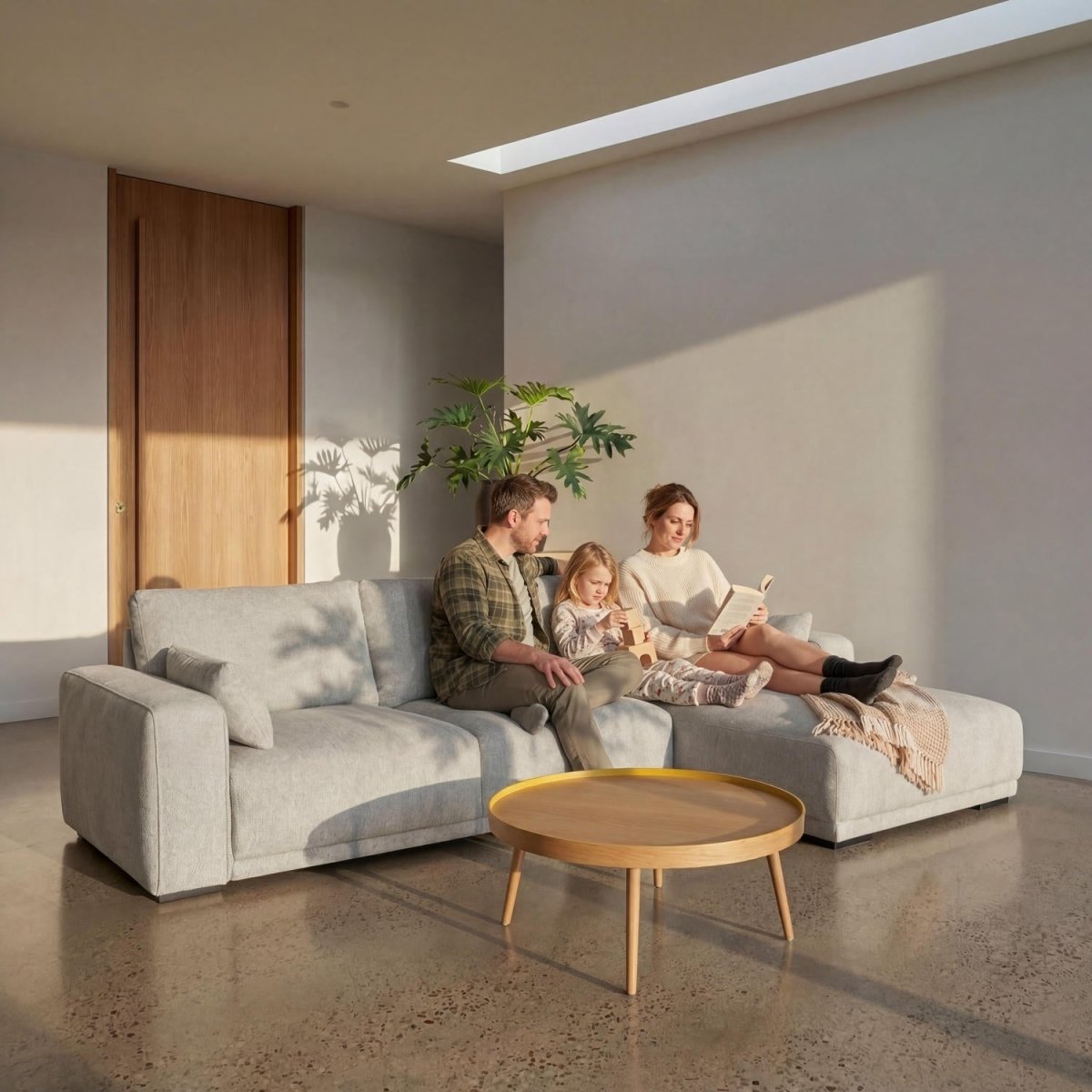 L-Form Ecksofa Rechts - Stoffbezug Grau