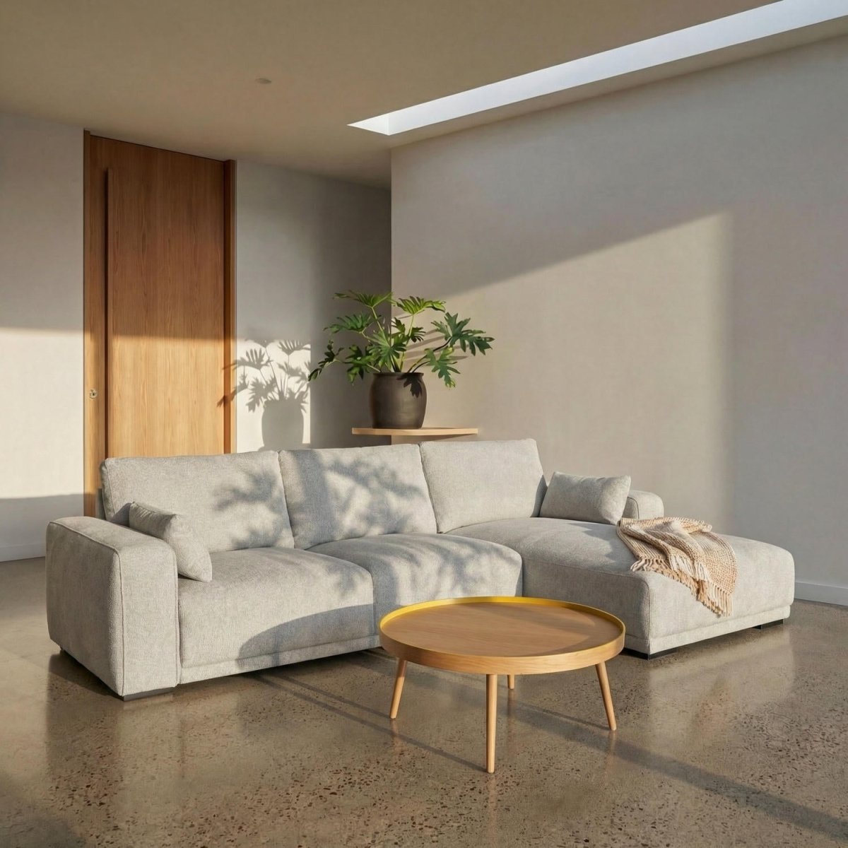 L-Form Ecksofa Rechts - Stoffbezug Grau