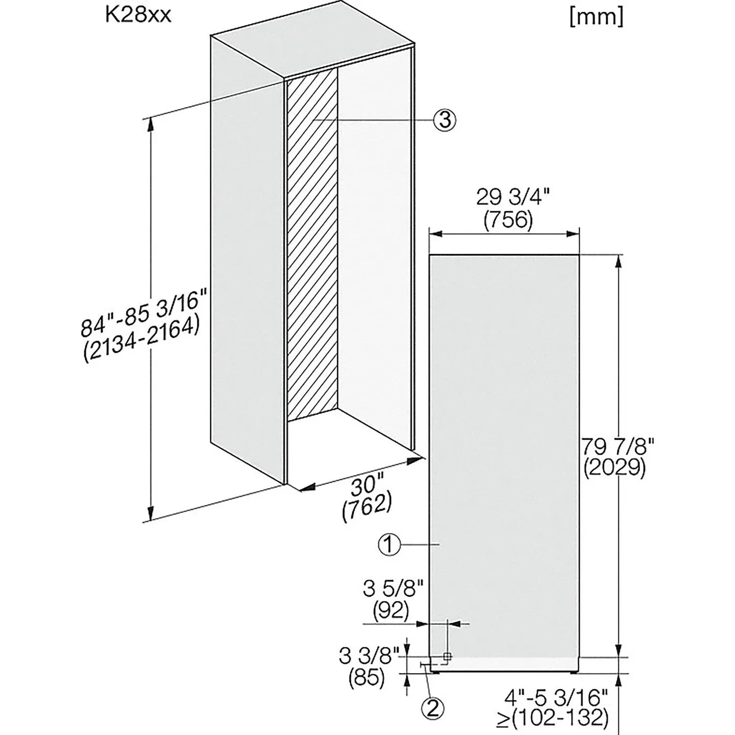 Miele K 2802 Vi - MasterCool-Kühlschrank, Vollintegriert, Nische 214 x 76 cm