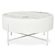 Couchtisch Rund ø80 cm - Milo in Marmoroptik Weiß | ibbedesign