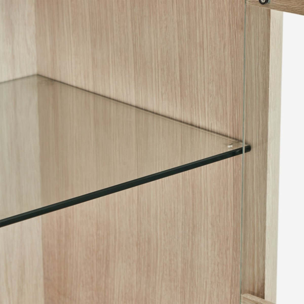 Highboard mit LED-Beleuchtung - 123 cm breit - Eiche bianco
