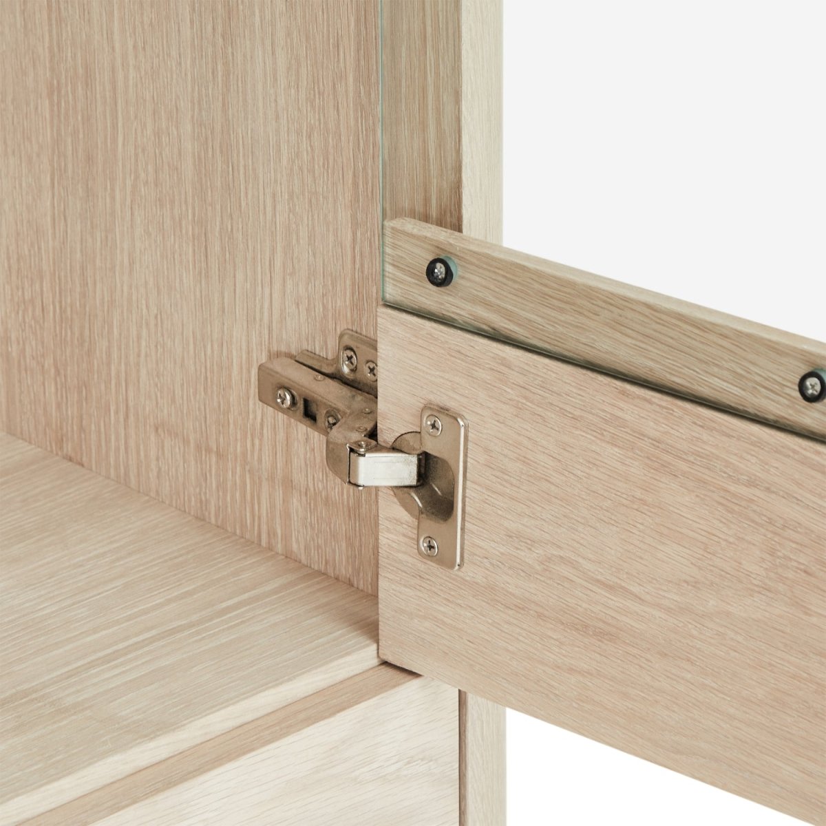 Highboard mit LED-Beleuchtung - 123 cm breit - Eiche bianco
