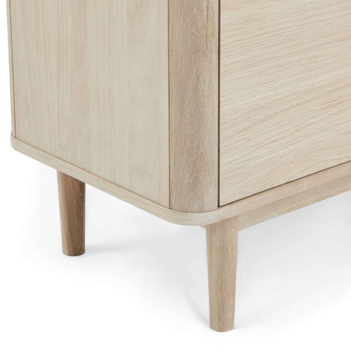 Highboard mit LED-Beleuchtung - 123 cm breit - Eiche bianco
