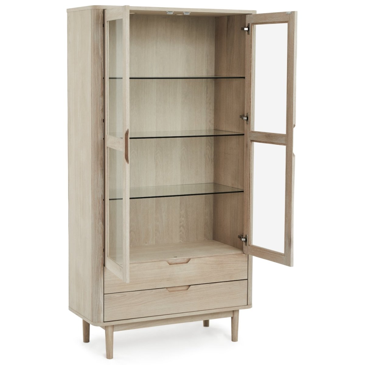 Vitrine mit LED-Beleuchtung - 100 cm breit - Eiche bianco