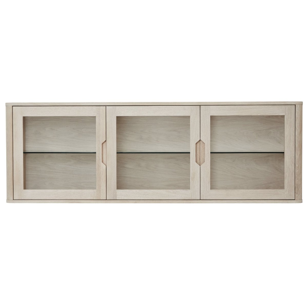 Wandschrank mit LED-Beleuchtung - 180 cm breit - Eiche bianco
