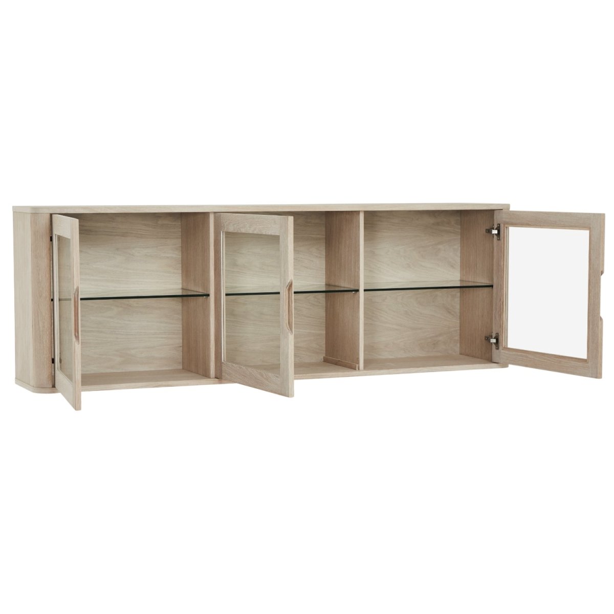 Wandschrank mit LED-Beleuchtung - 180 cm breit - Eiche bianco