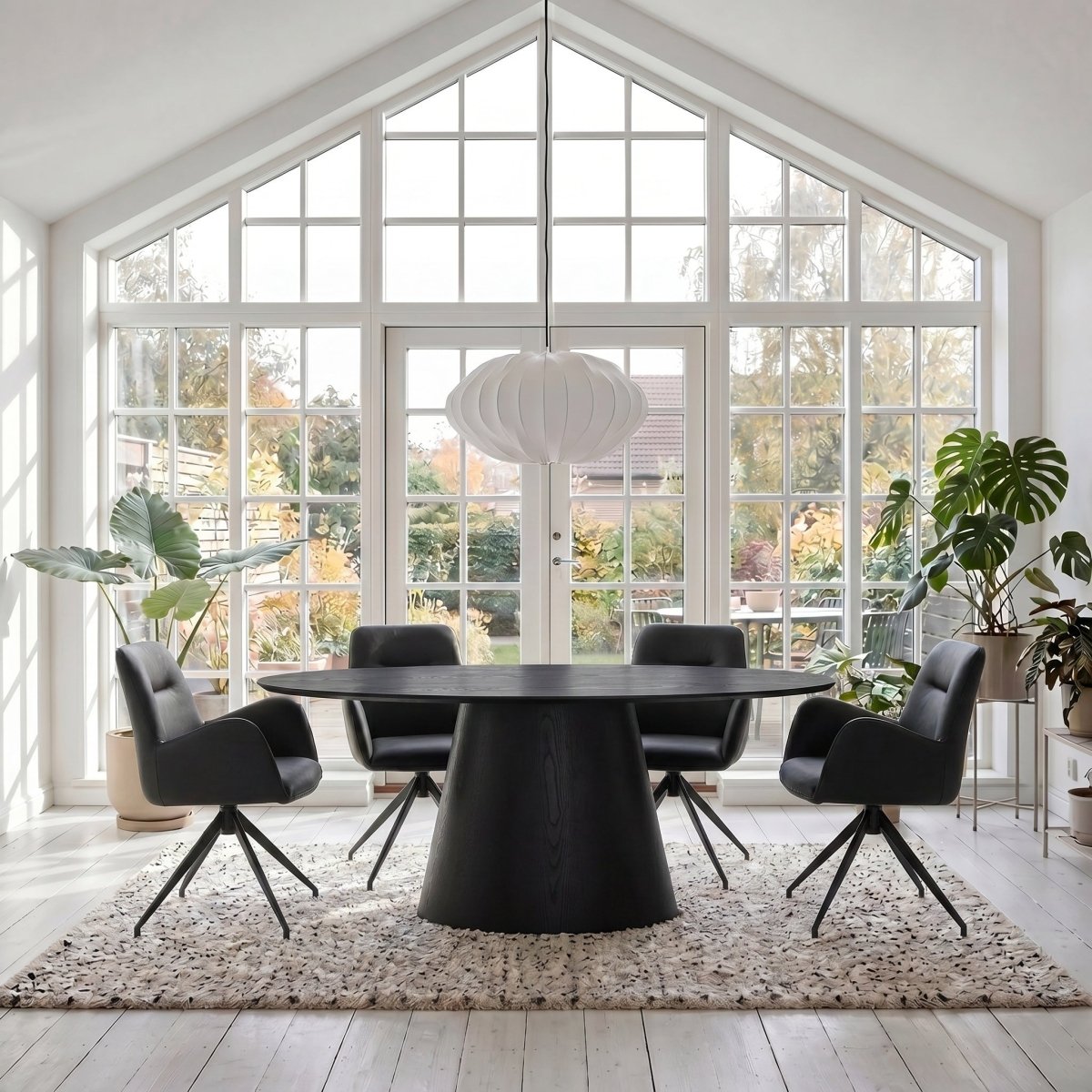 Ovaler Esstisch 160x90 cm - Eiche Schwarz