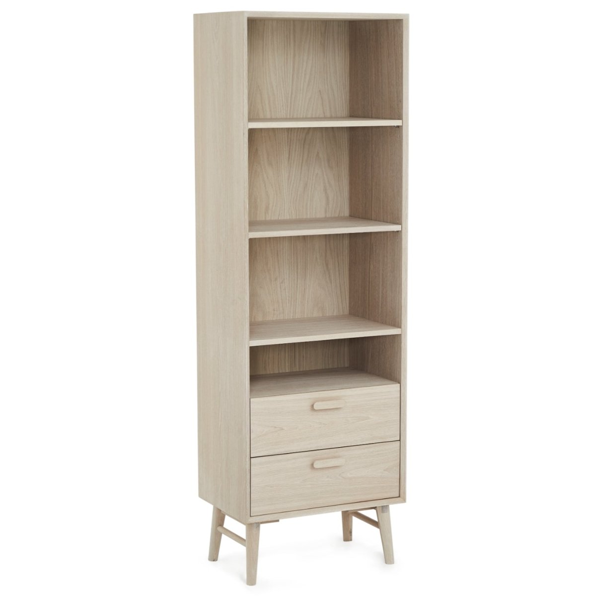 Bücherregal mit Schubladen - 60 cm breit - Eiche bianco