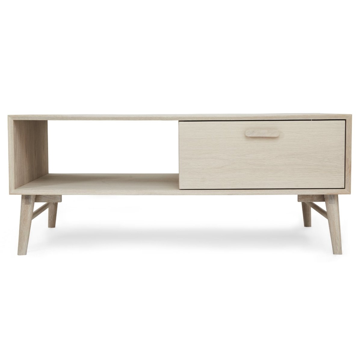 Couchtisch mit Stauraum Rechteckig 120x75 cm - Eiche Bianco