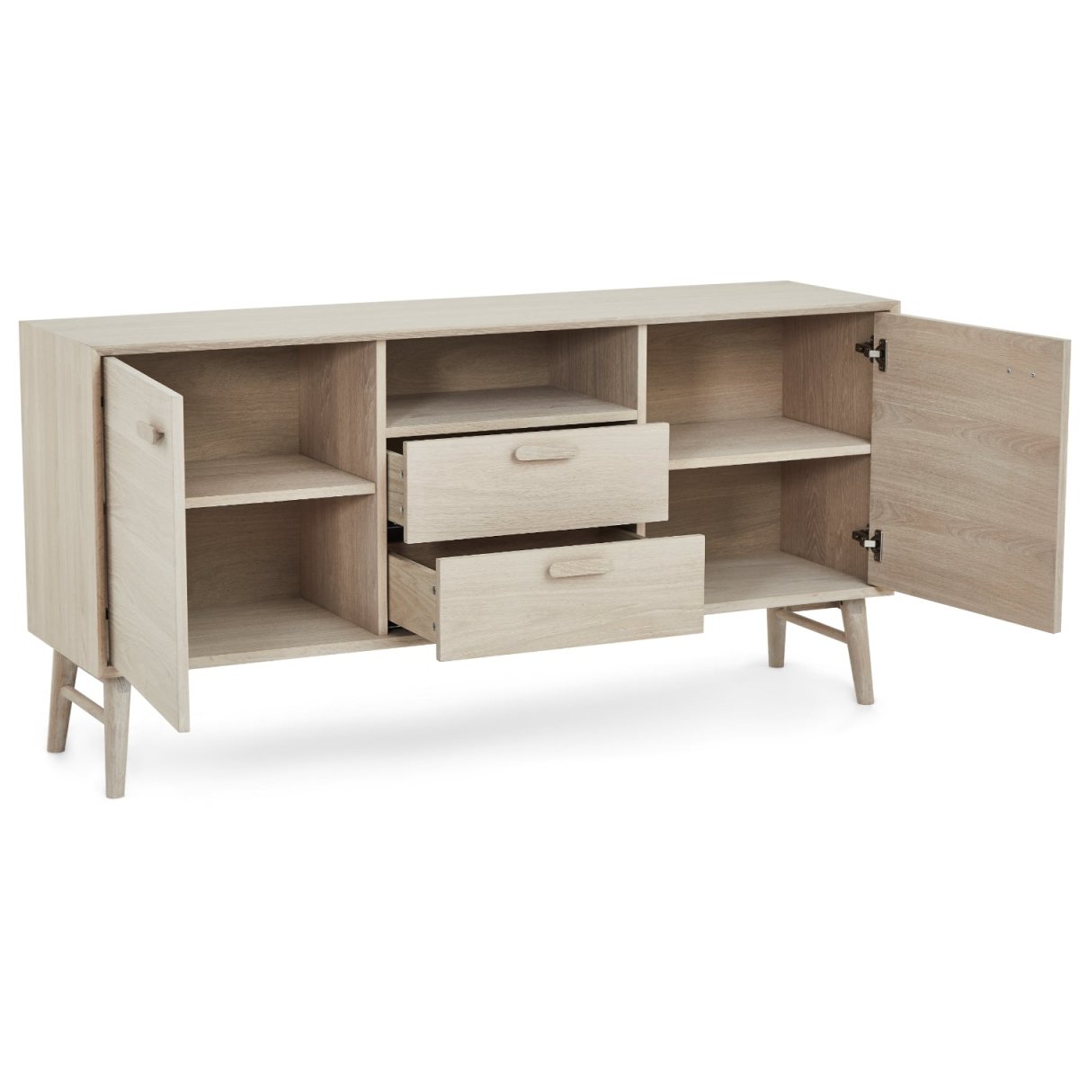 Sideboard mit 2 Türen - 160 cm breit - Eiche bianco