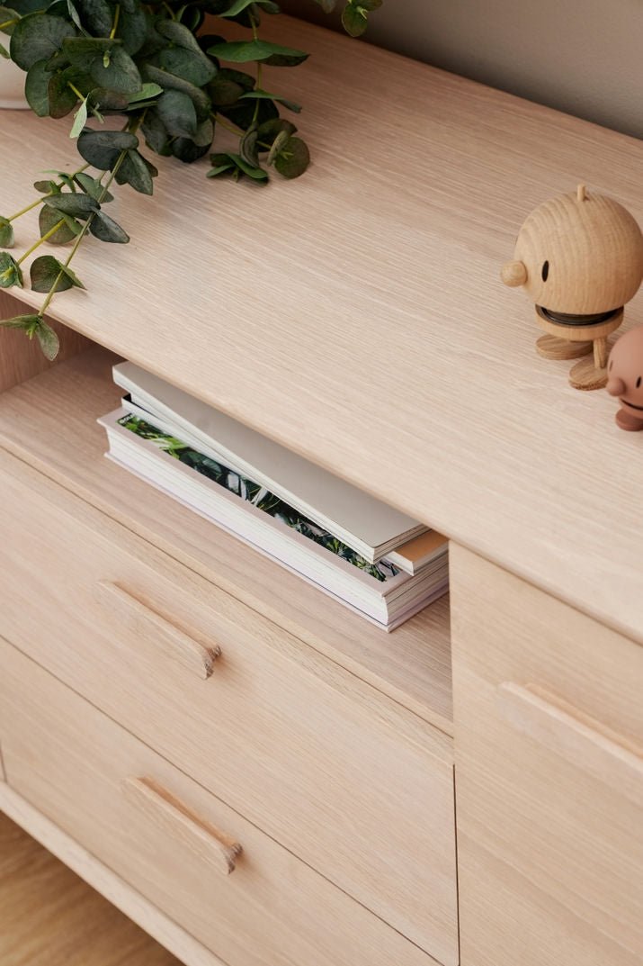 Sideboard mit 3 Türen - 212 cm breit - Eiche bianco