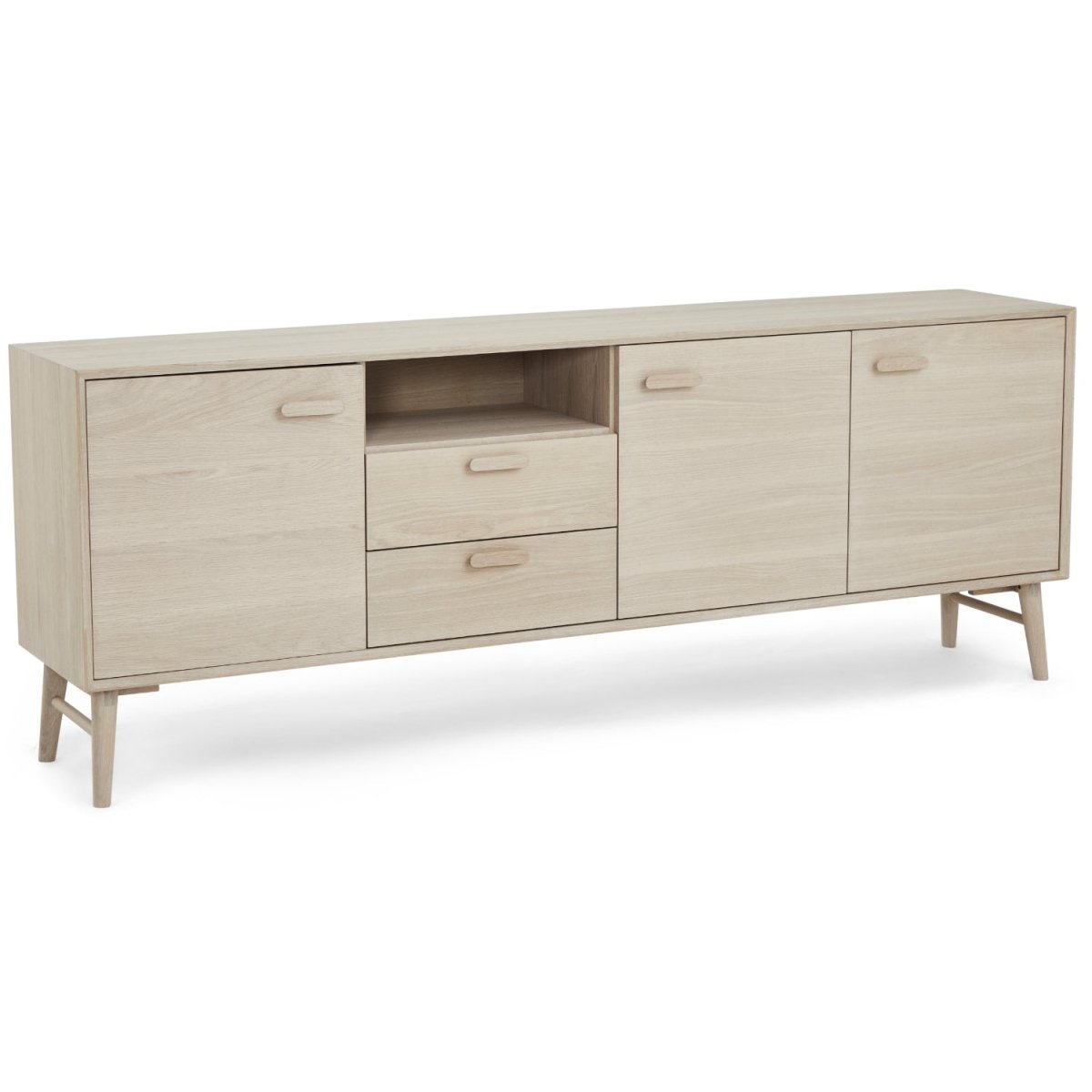 Sideboard mit 3 Türen - 212 cm breit - Eiche bianco