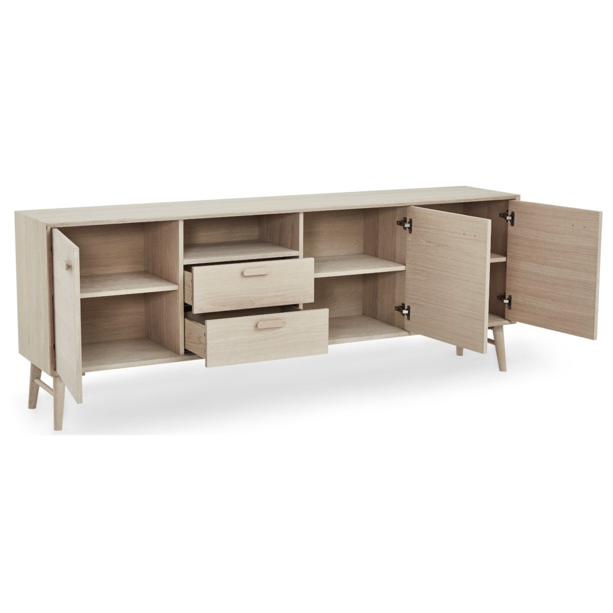 Sideboard mit 3 Türen - 212 cm breit - Eiche bianco