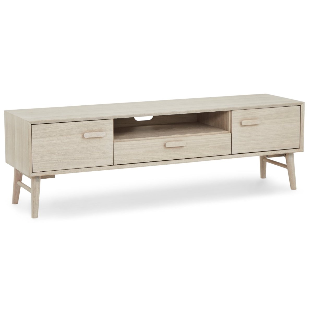 TV-Tisch mit 2 Türen - 160 cm breit - Eiche bianco