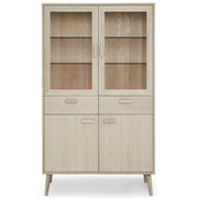 Vitrine mit LED-Beleuchtung - 110 cm breit - Eiche bianco