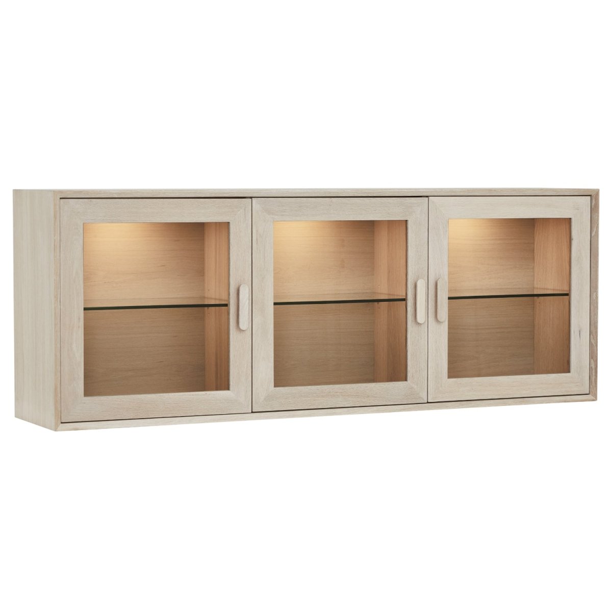Wandschrank mit LED-Beleuchtung - 160 cm breit - Eiche bianco