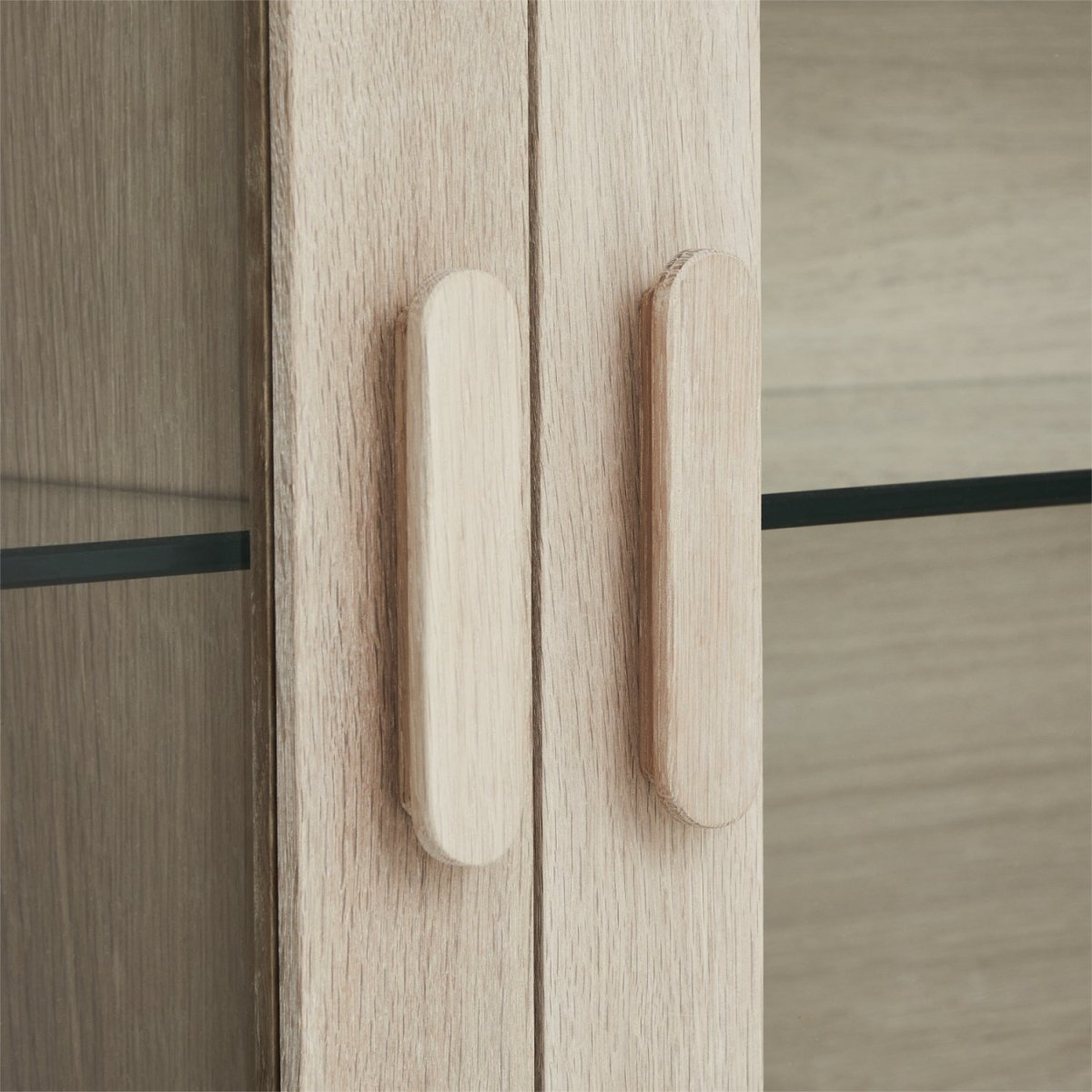 Wandschrank mit LED-Beleuchtung - 160 cm breit - Eiche bianco