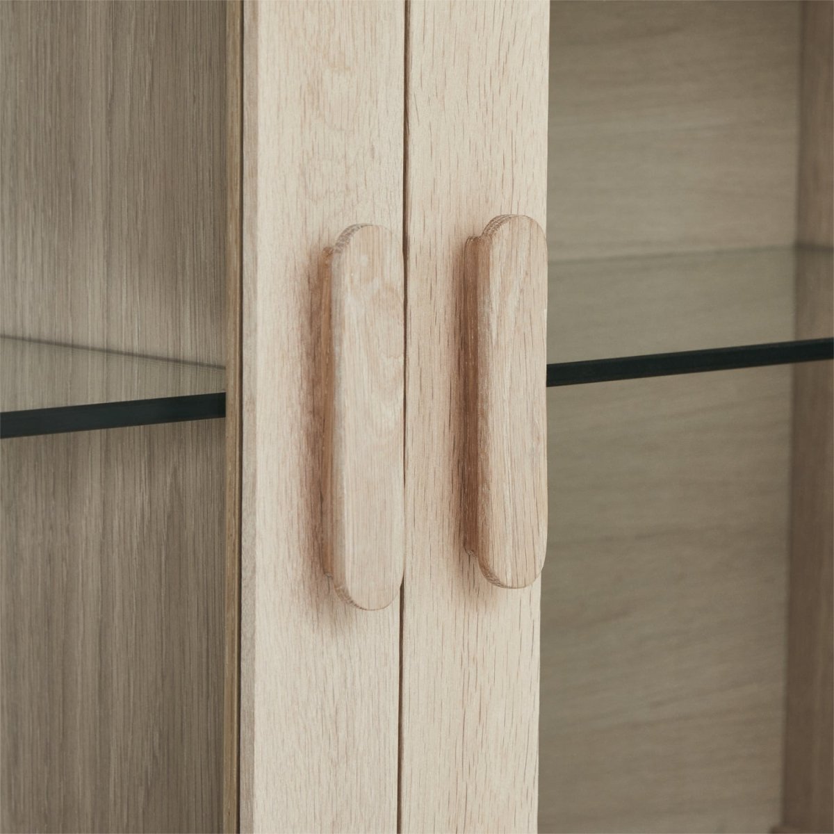 Wandschrank mit LED-Beleuchtung - 212 cm breit - Eiche bianco