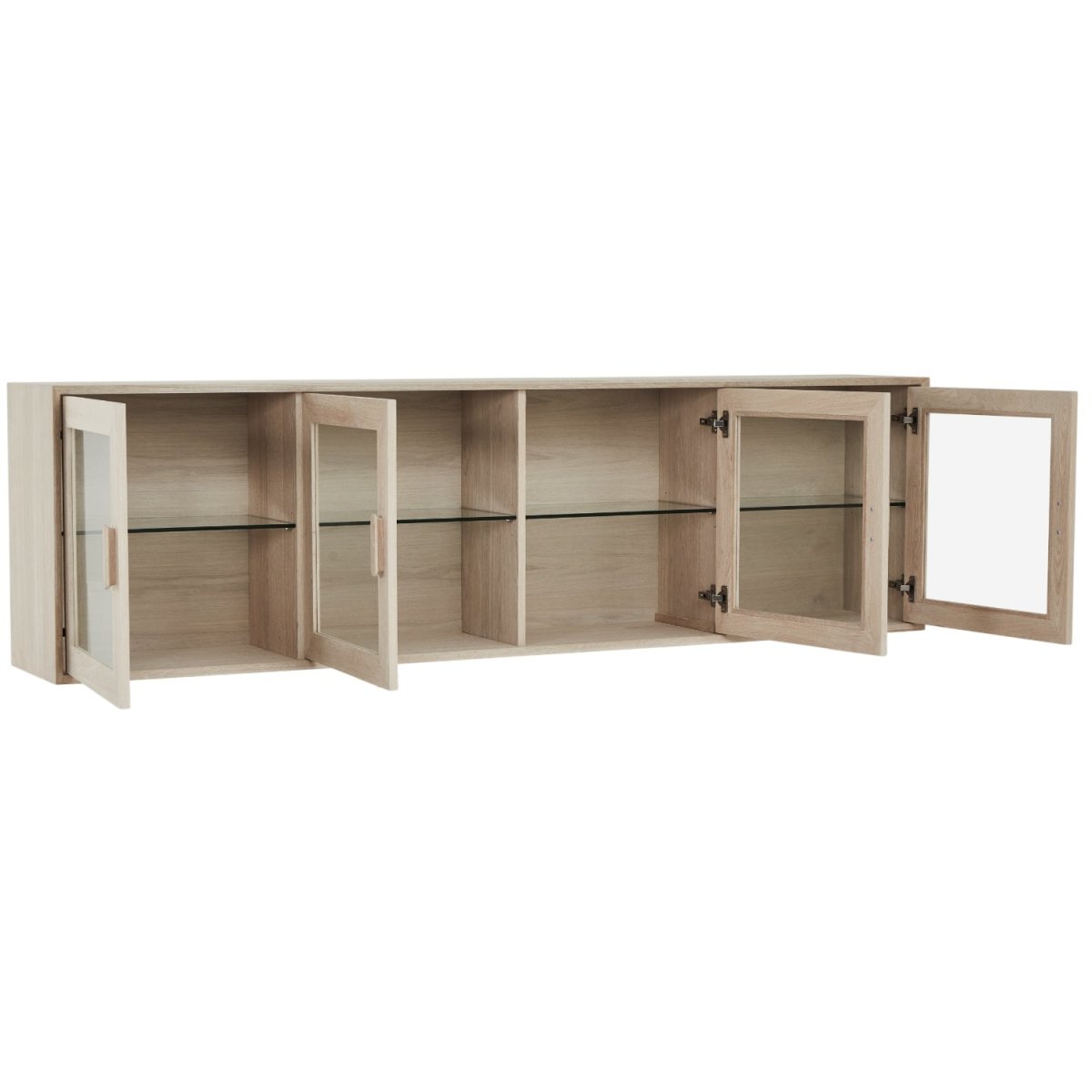 Wandschrank mit LED-Beleuchtung - 212 cm breit - Eiche bianco