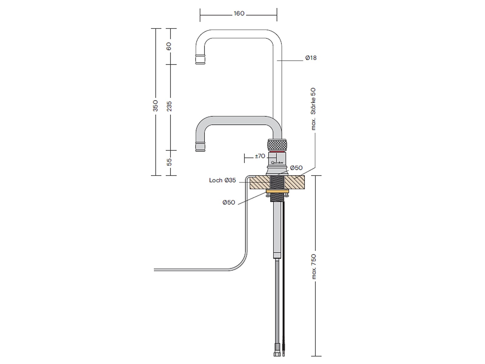 Quooker PRO3 & CUBE | Classic Nordic Square inkl. Cube-Filter