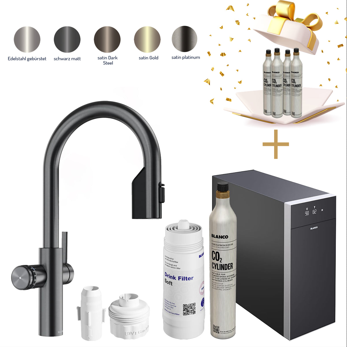 Blanco Set Trinkwasserarmatur | Choice Icona-C Kochendwasser + Kühl- und Karbonisierungseinheit Choice.All, Blanco Choice Icona Choice.All (Copy)