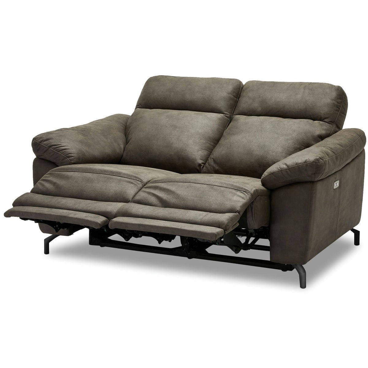 2-Sitzer Sofa - mit Elektrische Relaxfunktion, USB - Stoffbezug Taupe Grau