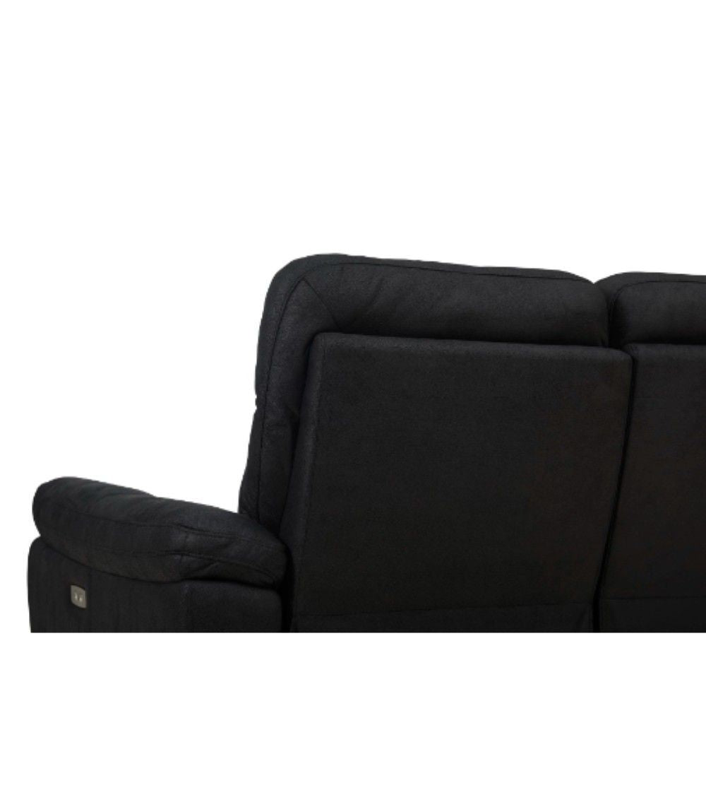 3-Sitzer Sofa - mit Elektrische Relaxfunktion, USB - Stoffbezug Schwarz
