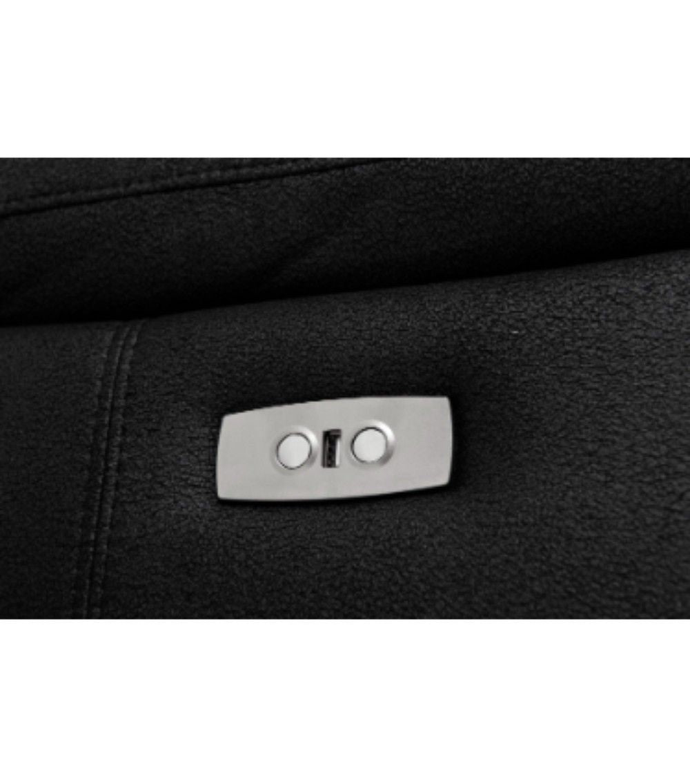 3-Sitzer Sofa - mit Elektrische Relaxfunktion, USB - Stoffbezug Schwarz