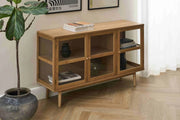 Sideboard mit 3 Glastüren - 137 cm breit - Wildeiche
