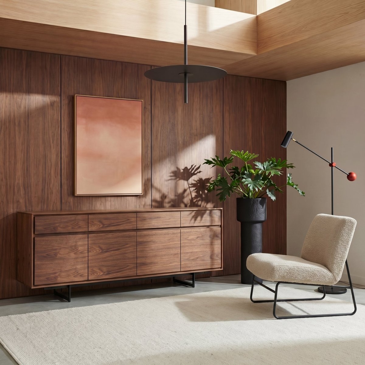 Sideboard mit 4 Türen - 205 cm breit - Amerikanische Walnuss