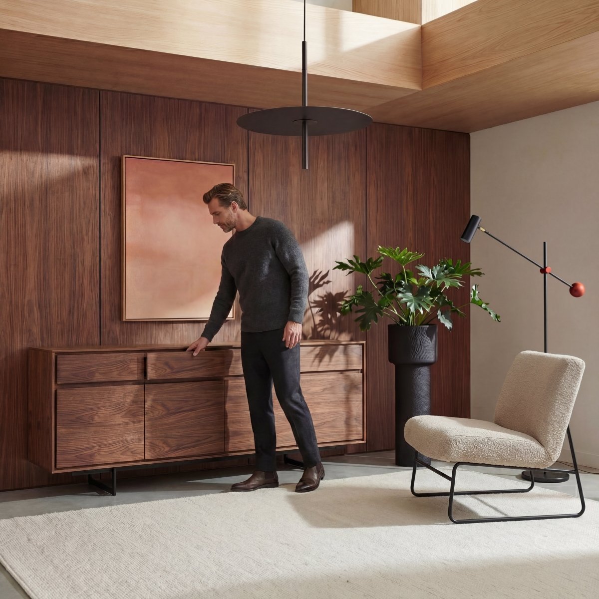 Sideboard mit 4 Türen - 205 cm breit - Amerikanische Walnuss