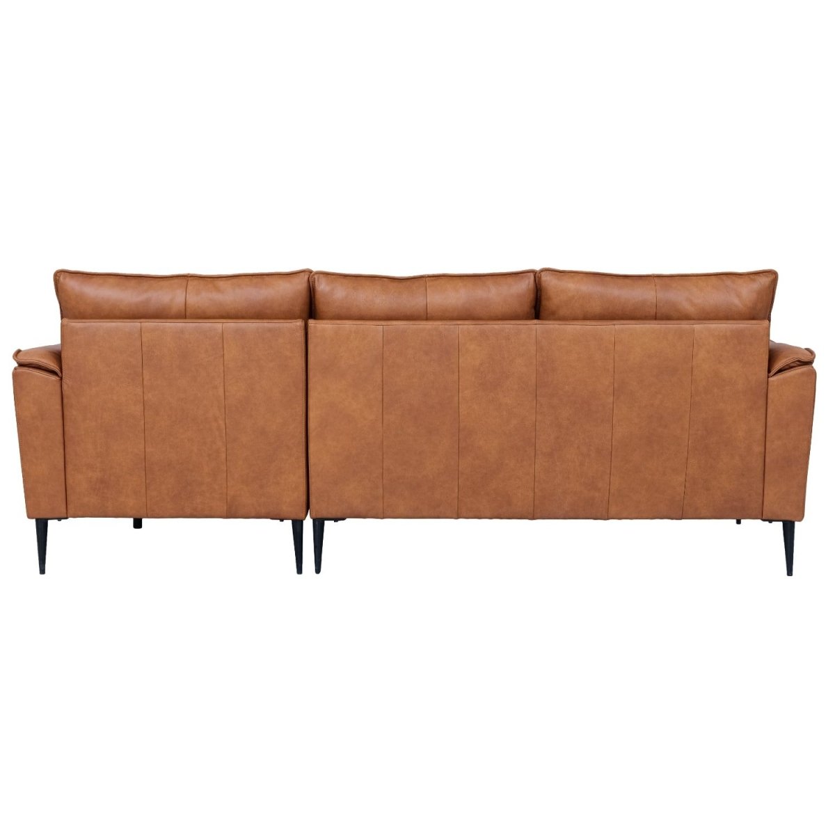 L-Form Ledersofa mit Ottomane Rechts - Echtleder Cognac Braun