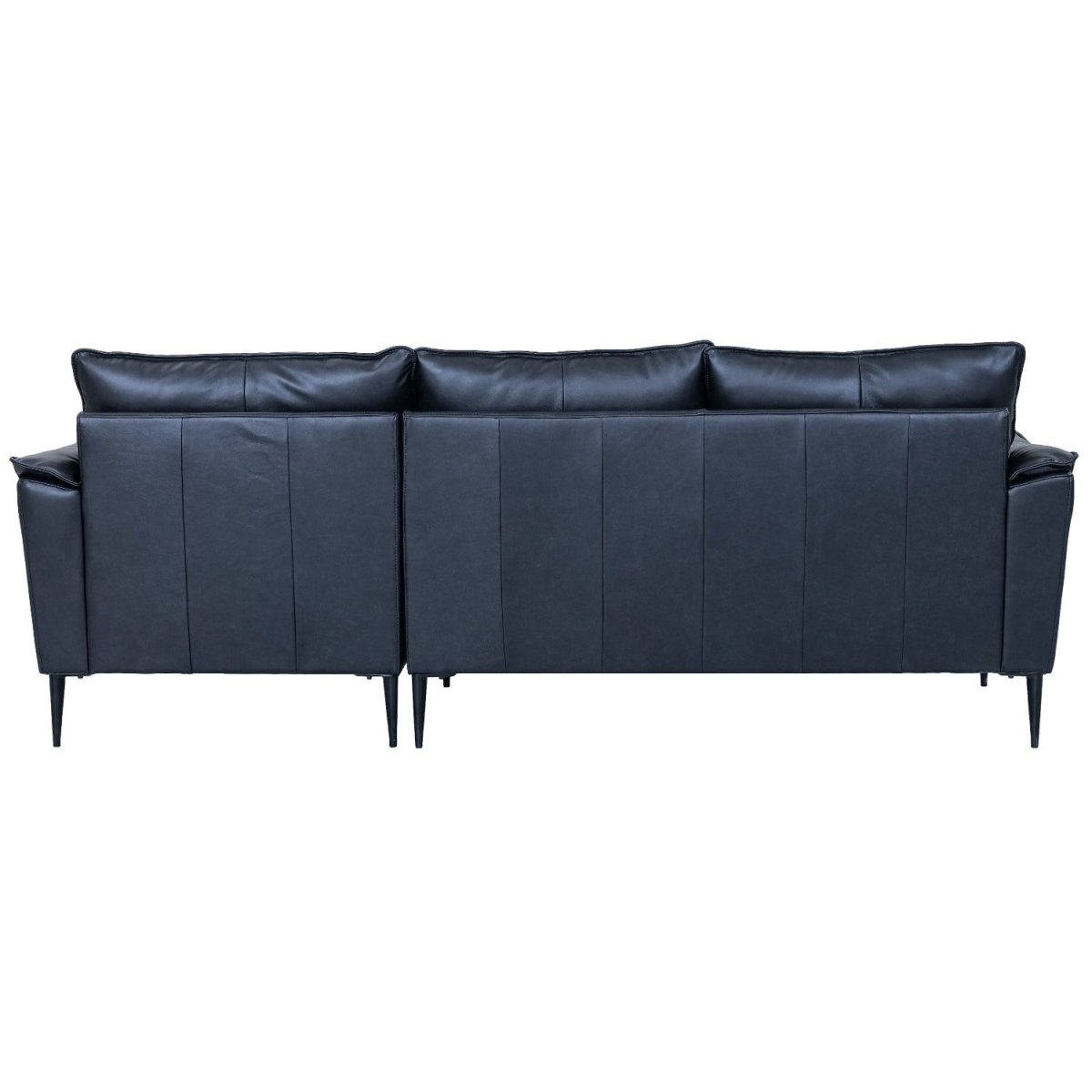 L-Form Ledersofa mit Ottomane Rechts - Echtleder Schwarz