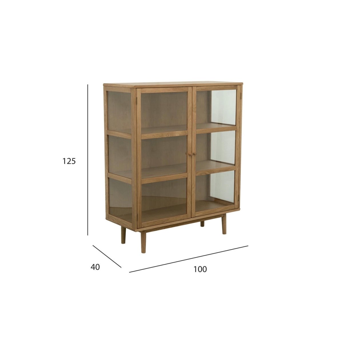 Highboard mit Glastüren - 100 cm breit - Wildeiche