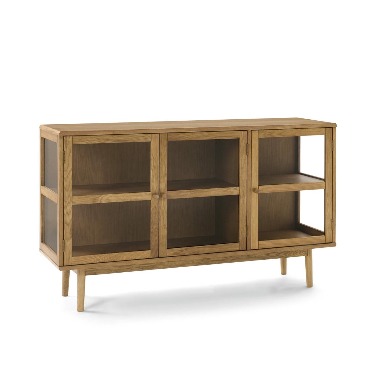 Sideboard mit 3 Glastüren - 137 cm breit - Wildeiche