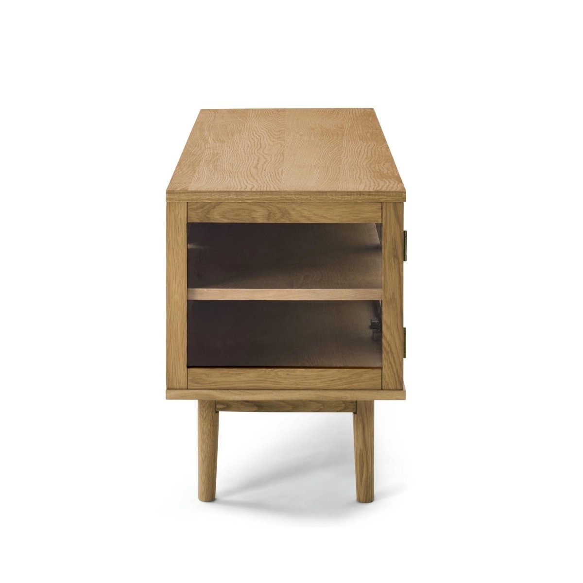 TV-Tisch mit 3 Glastüren - 137 cm breit - Wildeiche