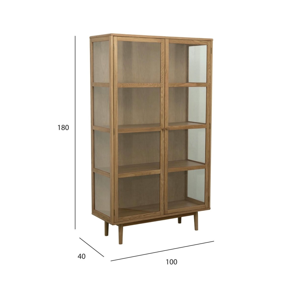 Vitrine mit Glastüren - 100 cm breit - Wildeiche
