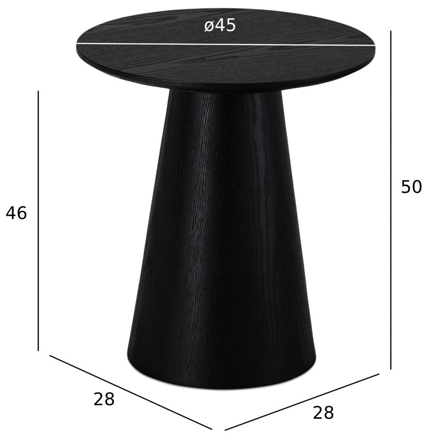 Couchtisch Rund ø45 cm - Eiche Schwarz
