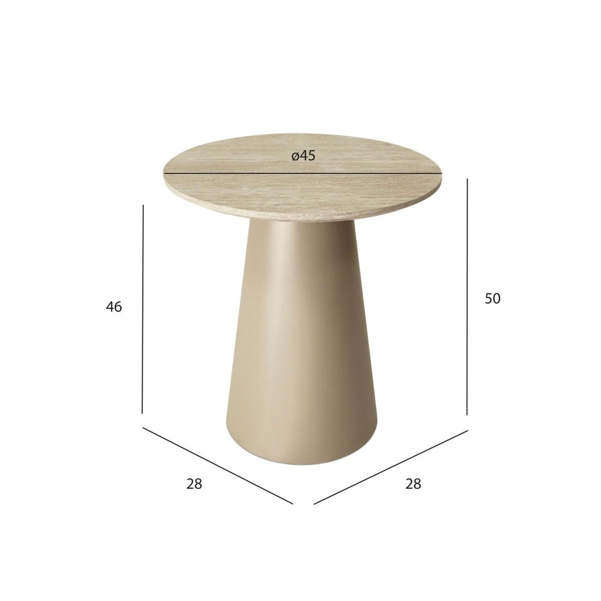 Couchtisch Rund ø45 cm - Travertine-Optik Beige