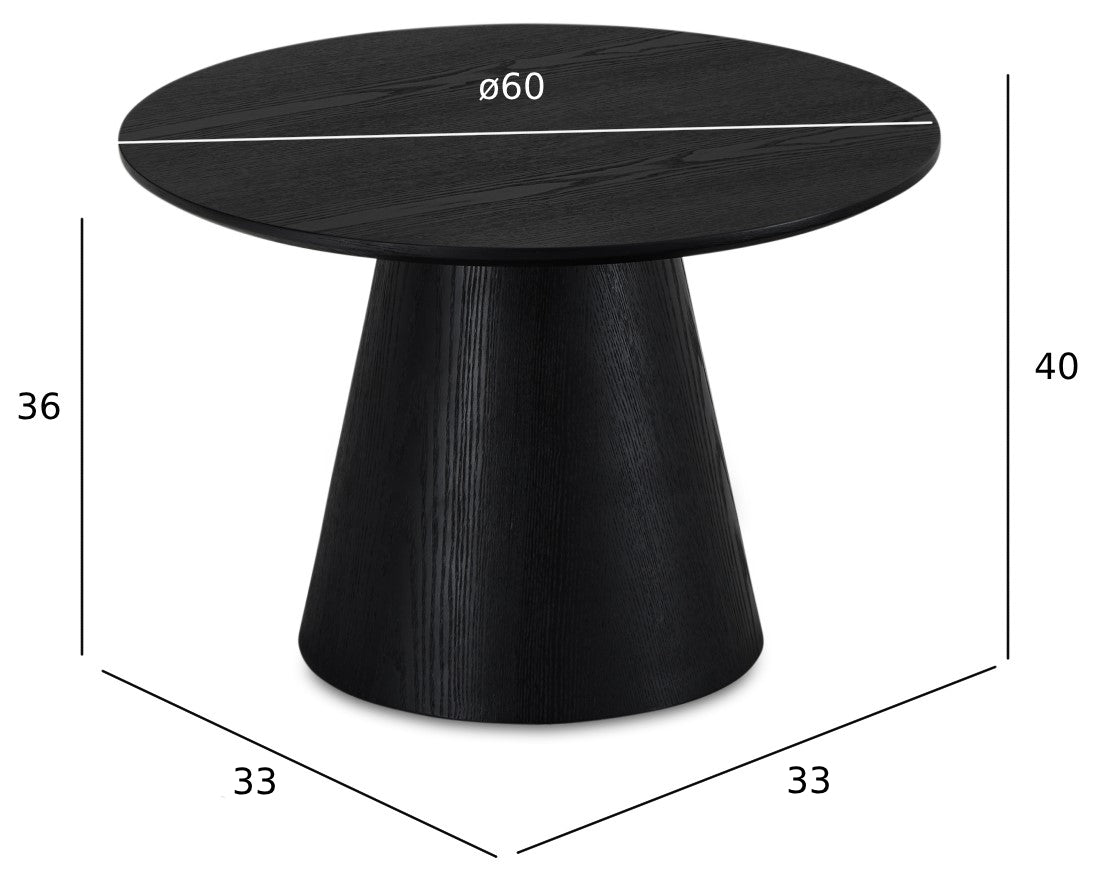 Couchtisch Rund ø60 cm - Eiche Schwarz