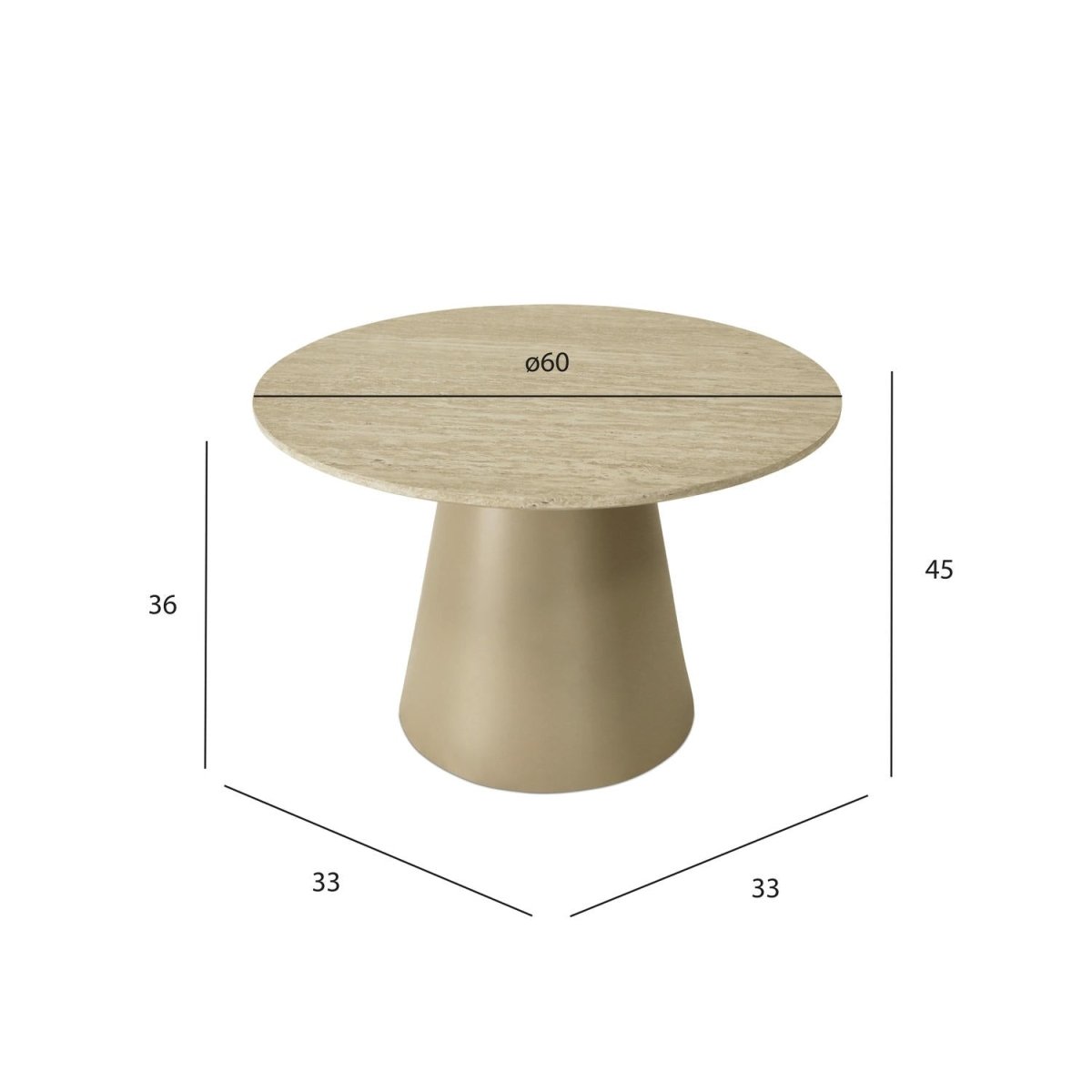 Couchtisch Rund ø60 cm - Travertine-Optik Beige